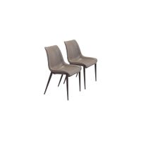 Magnus Dining Chair: Set of 2 in Gray, Dark Brown by Zuo Modern
