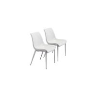 Magnus Dining Chair: Set of 2 in White, Silver by Zuo Modern
