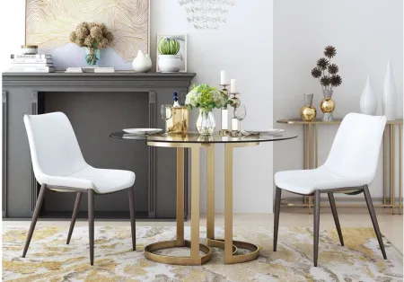 Magnus Dining Chair: Set of 2 in White, Dark Brown by Zuo Modern