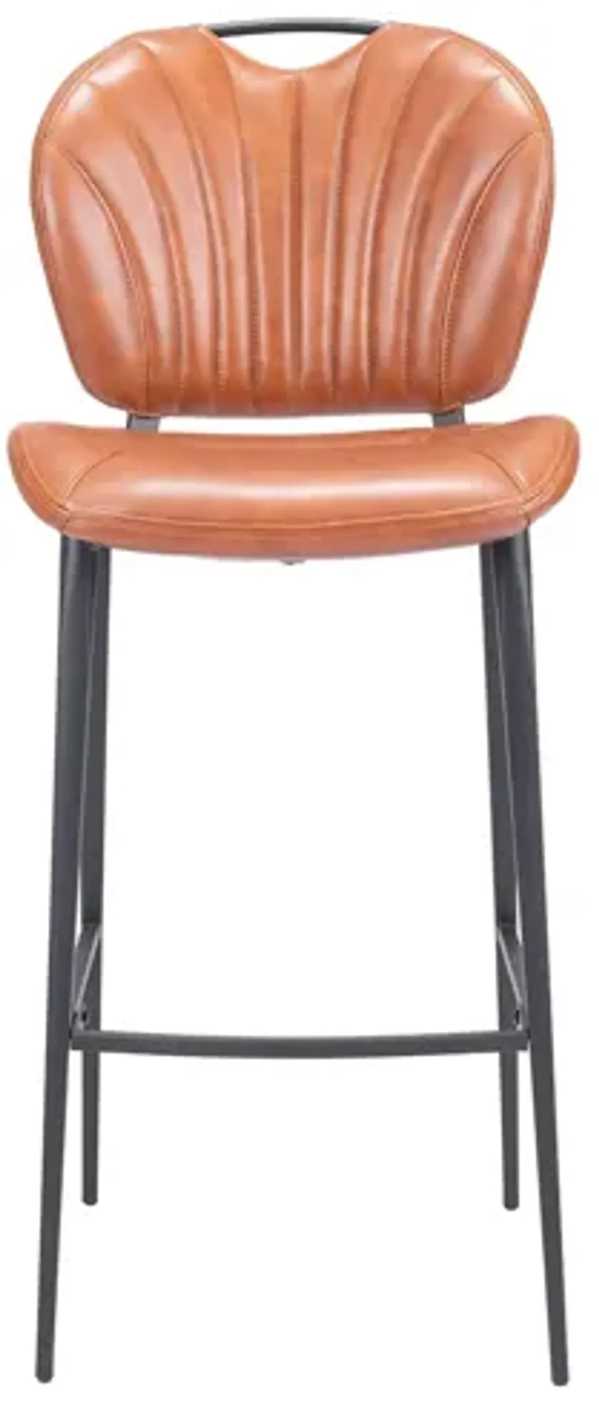 Terrence Bar Stool in Vintage Brown, Matte Black by Zuo Modern