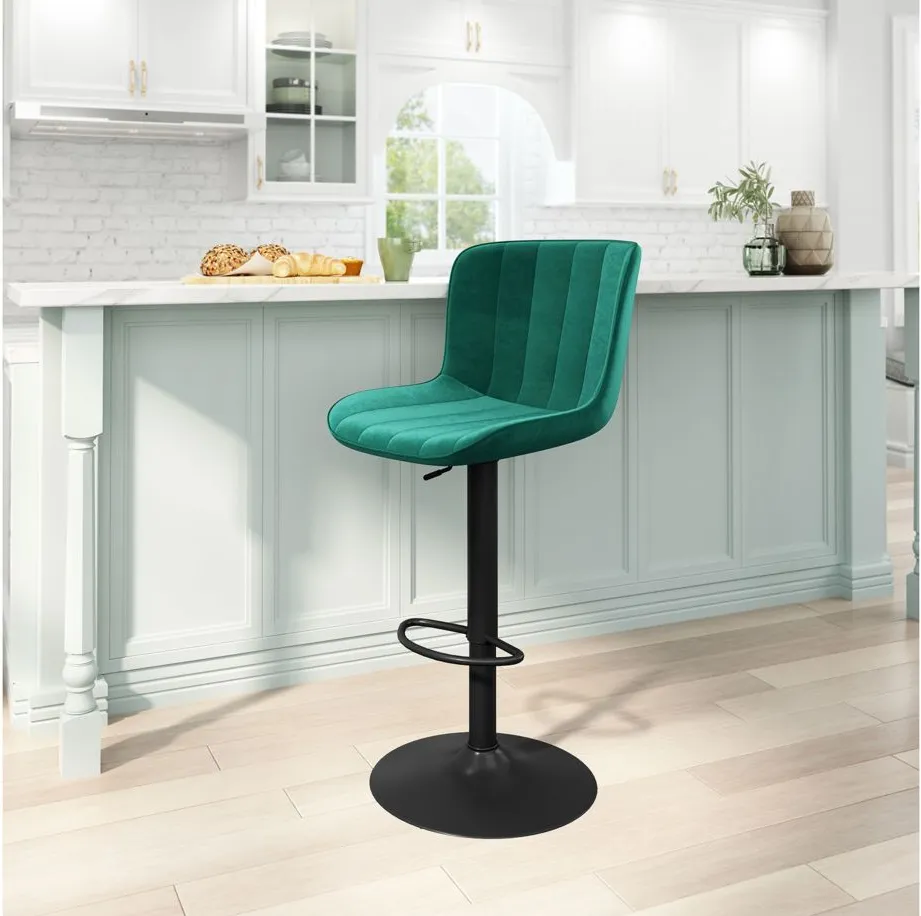 Tarley Bar Stool in Green, Black by Zuo Modern