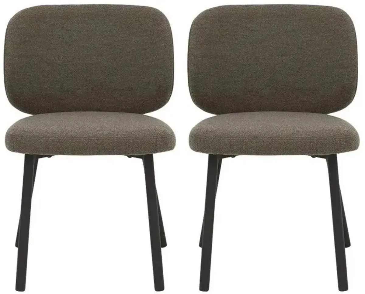 Swan Boucle Dining Chairs- Set of 2 in Brown Boucle by Unique Furniture