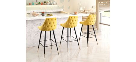 Piccolo Bar Stool in Yellow, Black & Gold by Zuo Modern