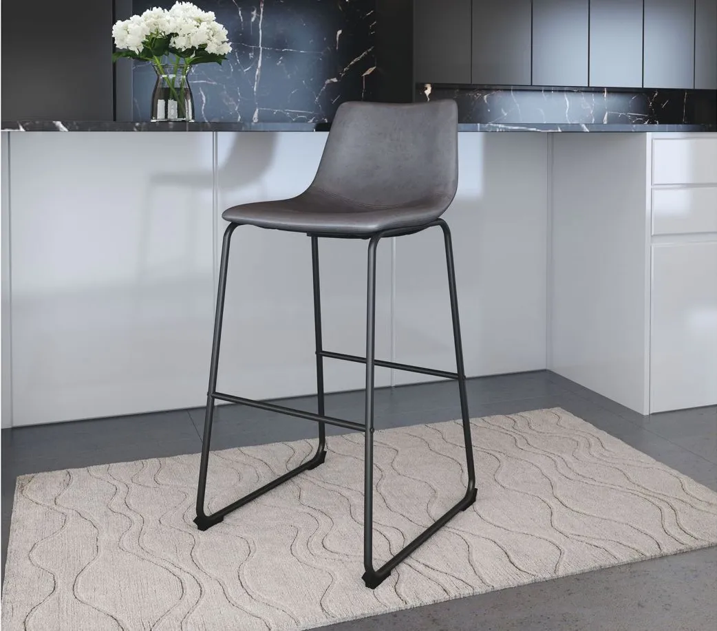 Smart Bar Stool: Set of 2 in Charcoal, Matte Black by Zuo Modern