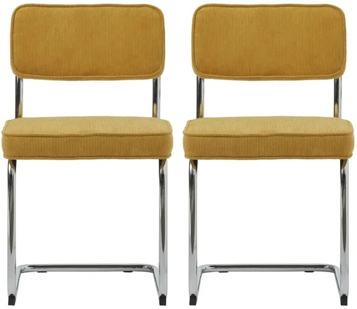 Rupert Dining Chairs- Set of 2 in Yellow Corduroy by Unique Furniture