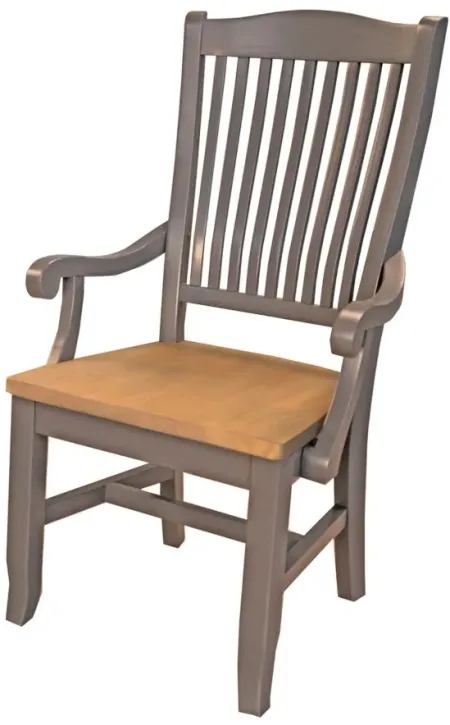 Port Townsend Slatback Arm Chair - Set of 2 in Gull Gray-Seaside Pine by A-America
