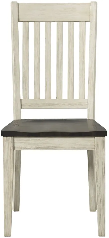 Huron Slatback Dining Chair - Set of 2 in Chalk-Cocoa Bean by A-America