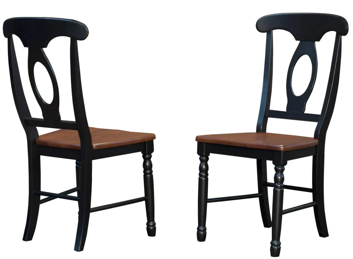 British Isles Napoleon Dining Chair - Set of 2 in Oak-Black by A-America