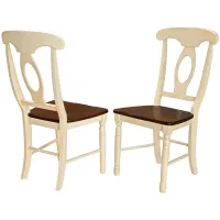British Isles Napoleon Dining Chair - Set of 2 in Merlot-Buttermilk by A-America