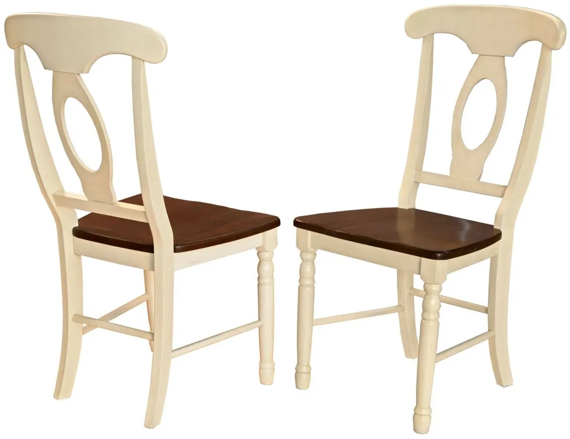 British Isles Napoleon Dining Chair - Set of 2 in Merlot-Buttermilk by A-America