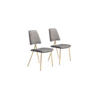 Chloe Dining Chair: Set of 2 in Gray, Gold by Zuo Modern