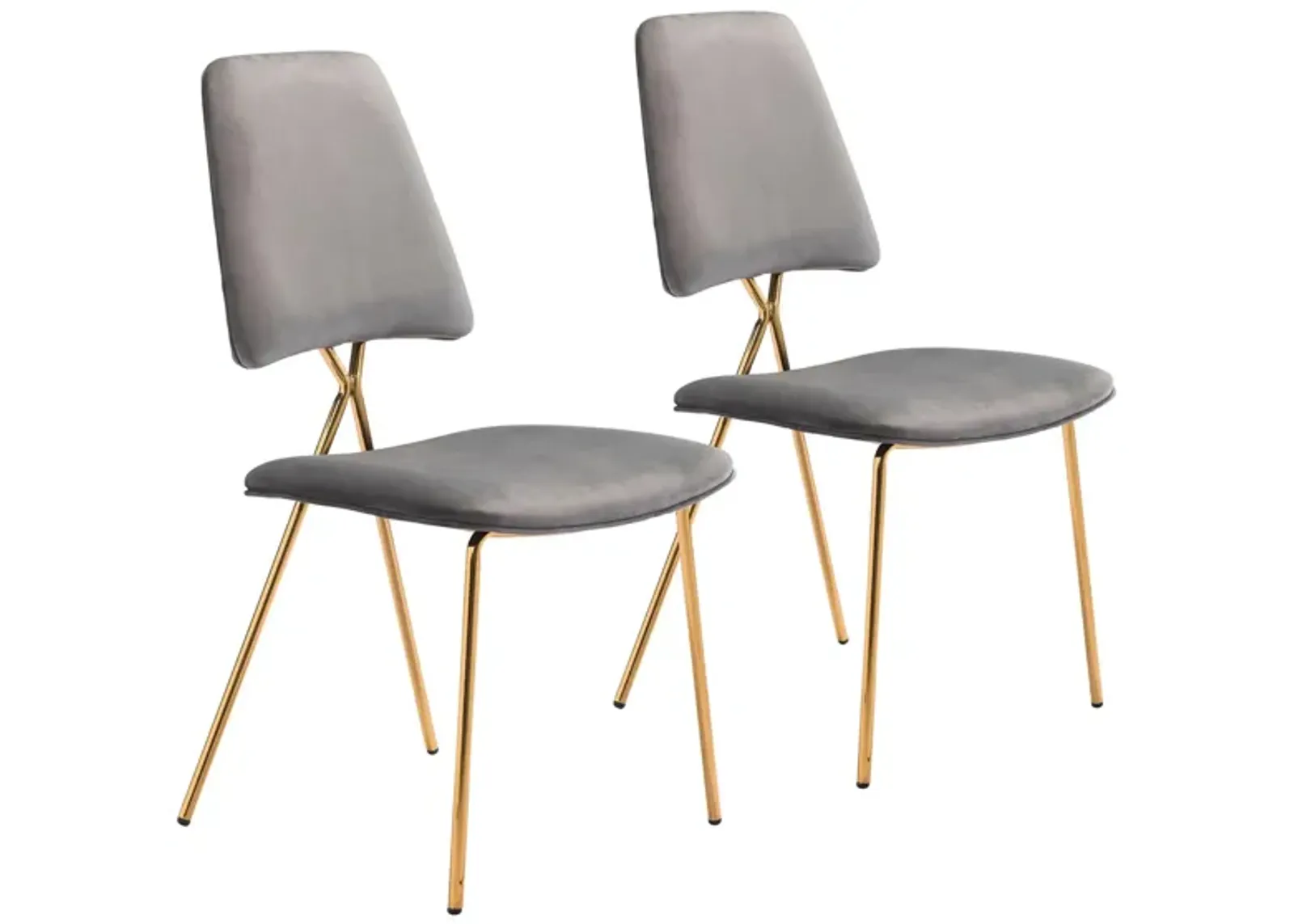 Chloe Dining Chair: Set of 2 in Gray, Gold by Zuo Modern