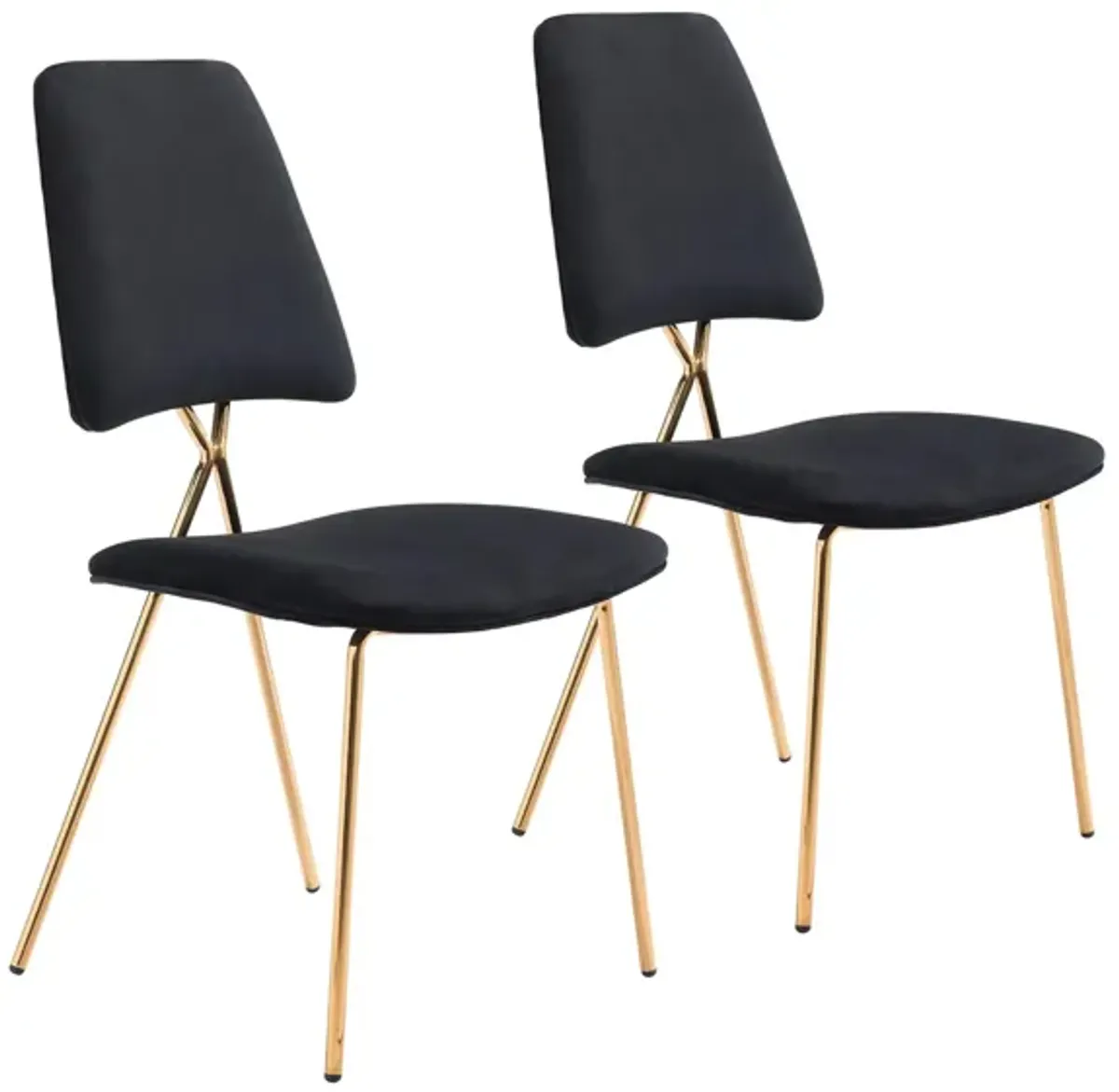 Chloe Dining Chair: Set of 2 in Black, Gold by Zuo Modern