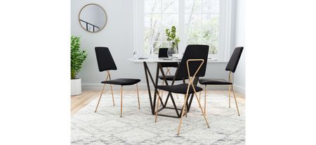 Chloe Dining Chair: Set of 2 in Black, Gold by Zuo Modern