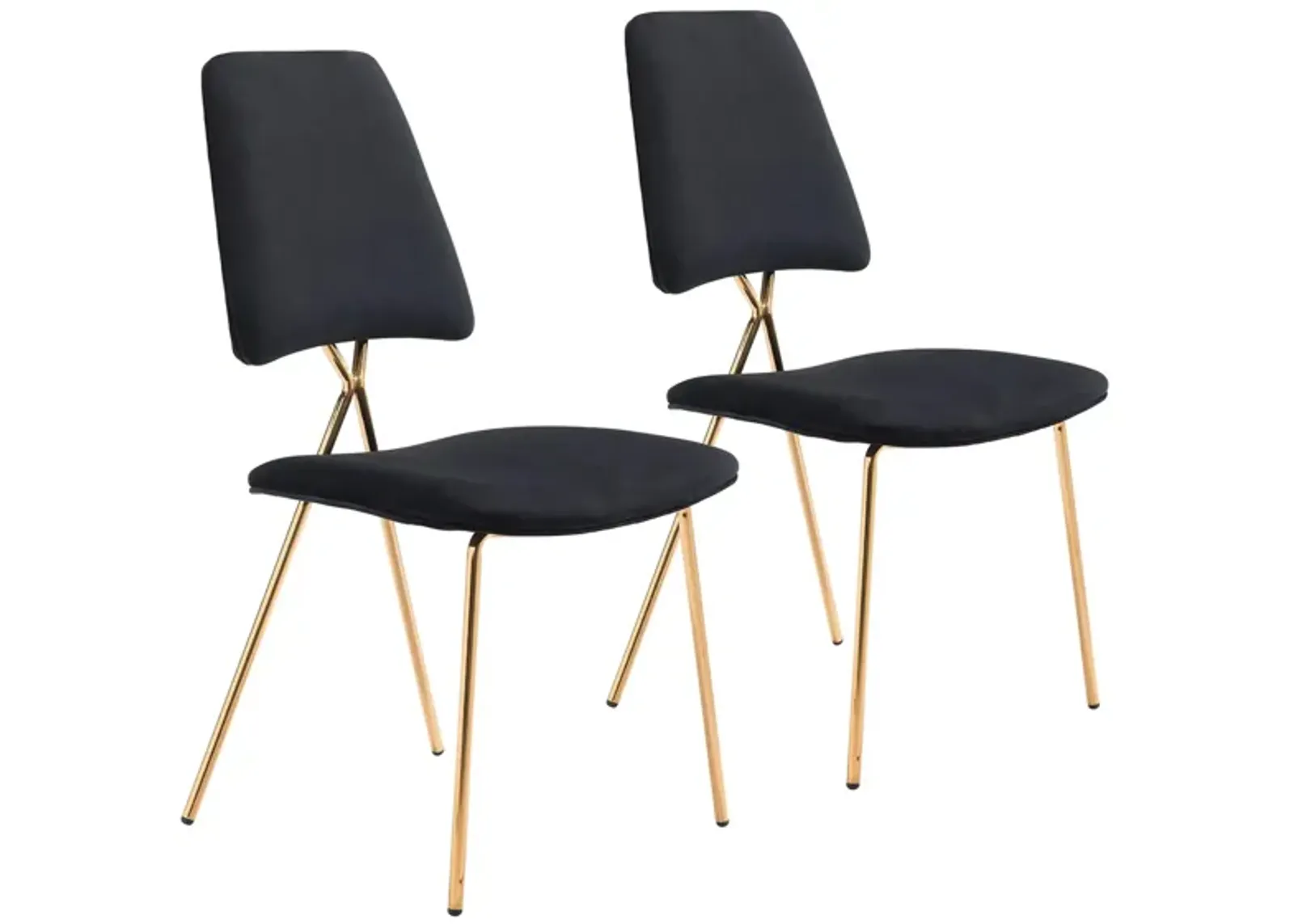 Chloe Dining Chair: Set of 2 in Black, Gold by Zuo Modern