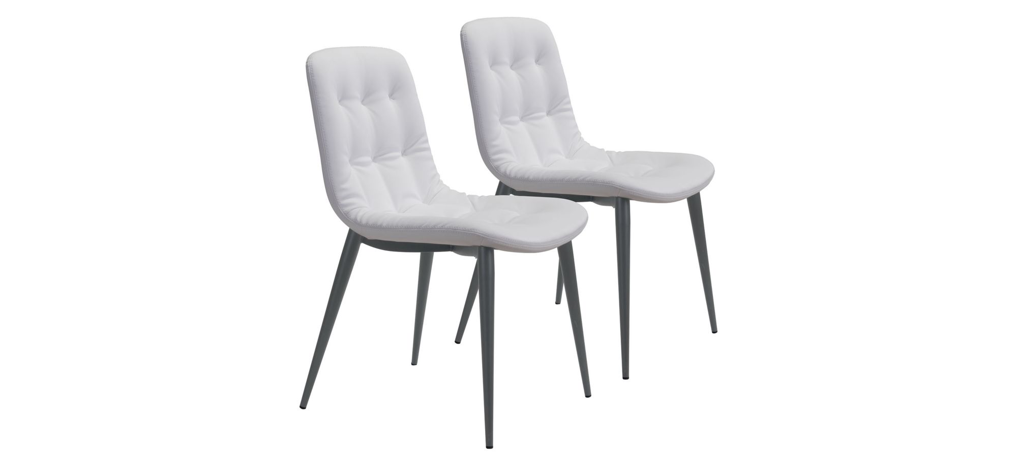 Tangiers Dining Chair: Set of 2 in White, Black by Zuo Modern