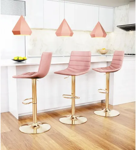 Prima Bar Stool in Pink, Gold by Zuo Modern