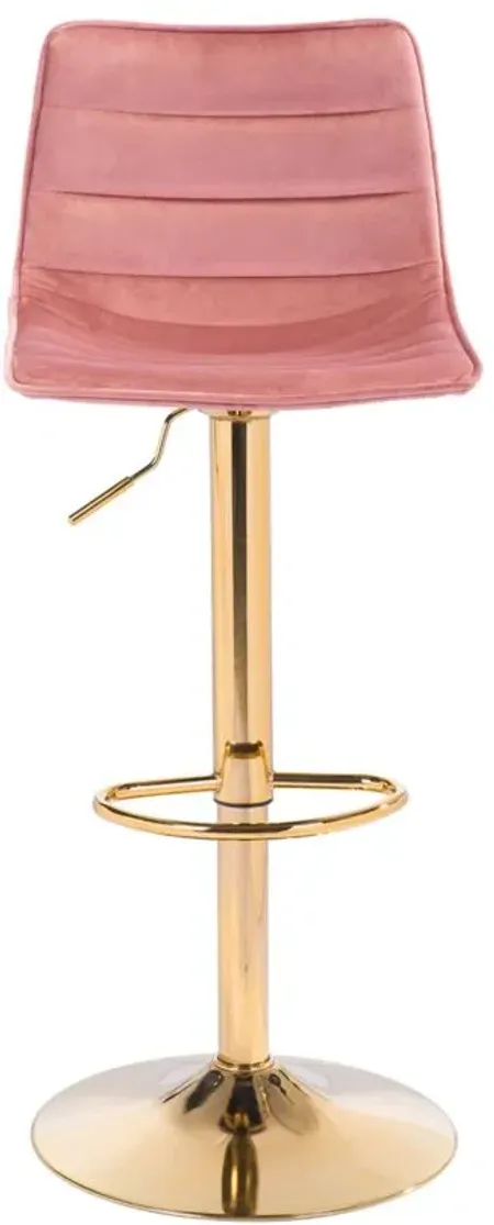 Prima Bar Stool in Pink, Gold by Zuo Modern