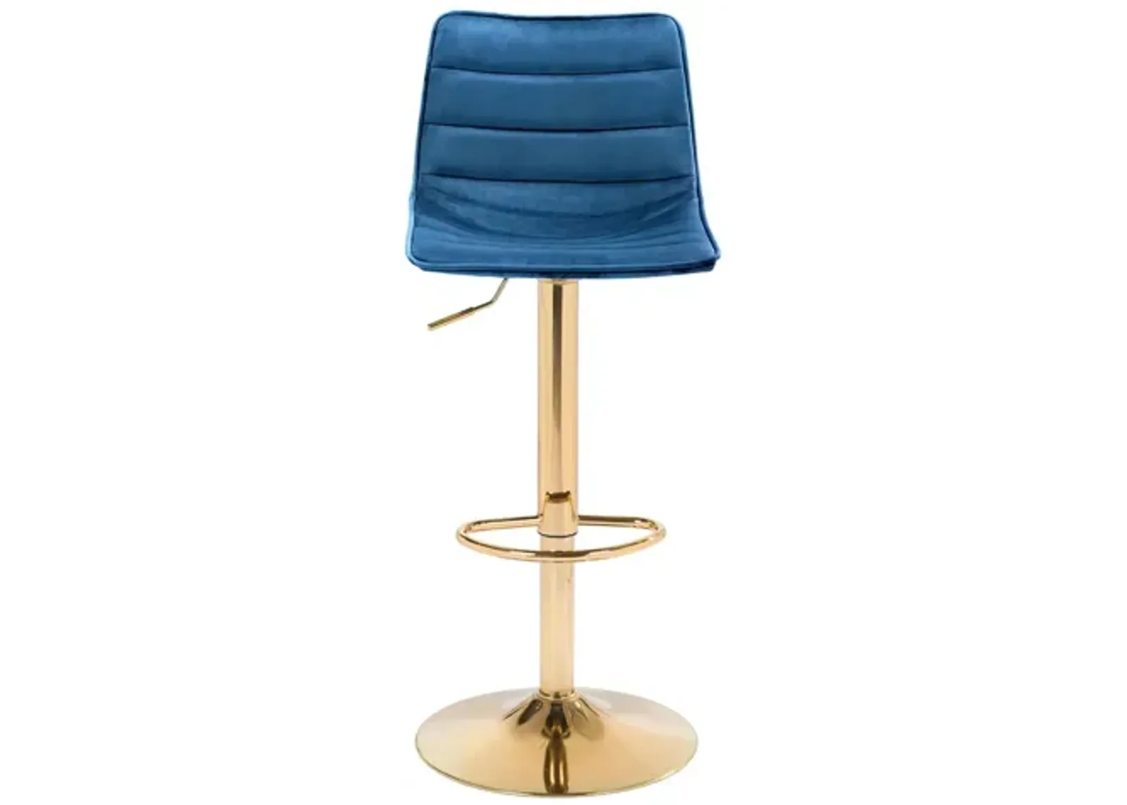 Prima Bar Stool in Dark Blue, Gold by Zuo Modern