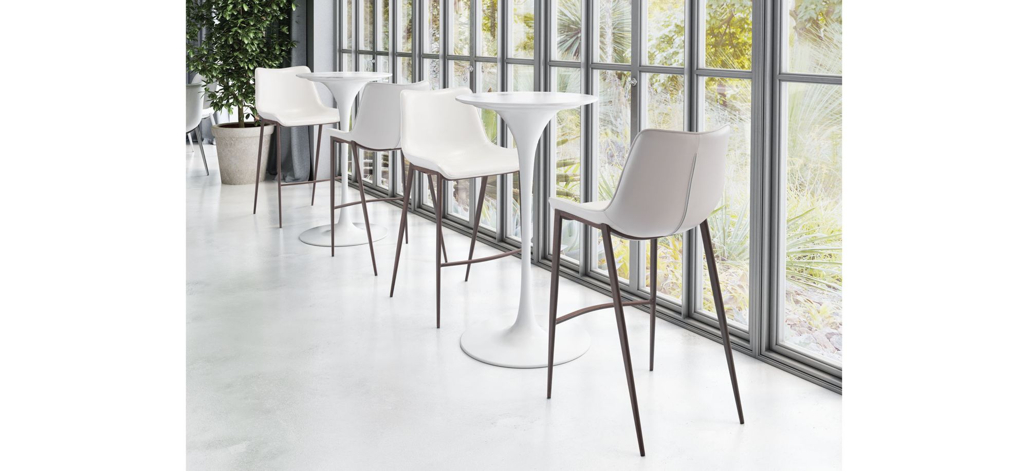 Magnus Bar Stool: Set of 2 in White, Brown, Dark Brown by Zuo Modern