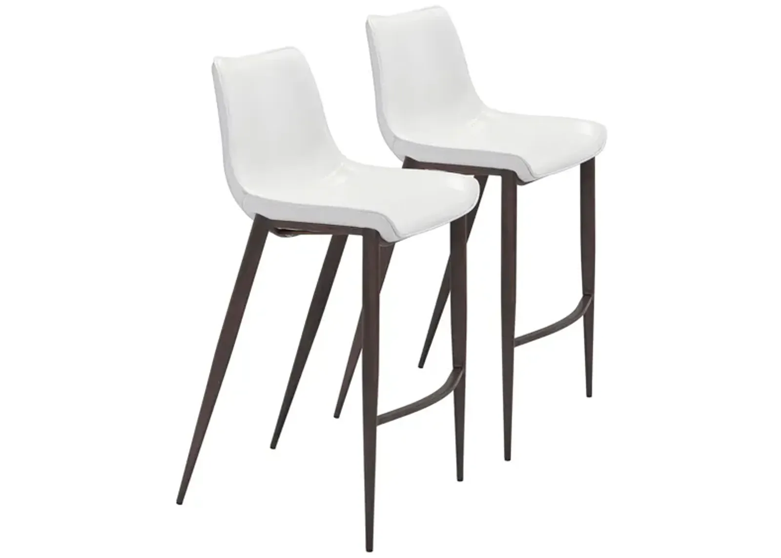 Magnus Bar Stool: Set of 2 in White, Brown, Dark Brown by Zuo Modern