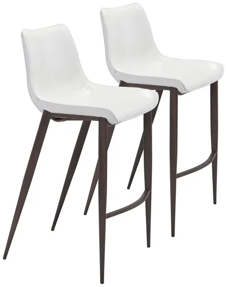 Magnus Bar Stool: Set of 2 in White, Brown, Dark Brown by Zuo Modern