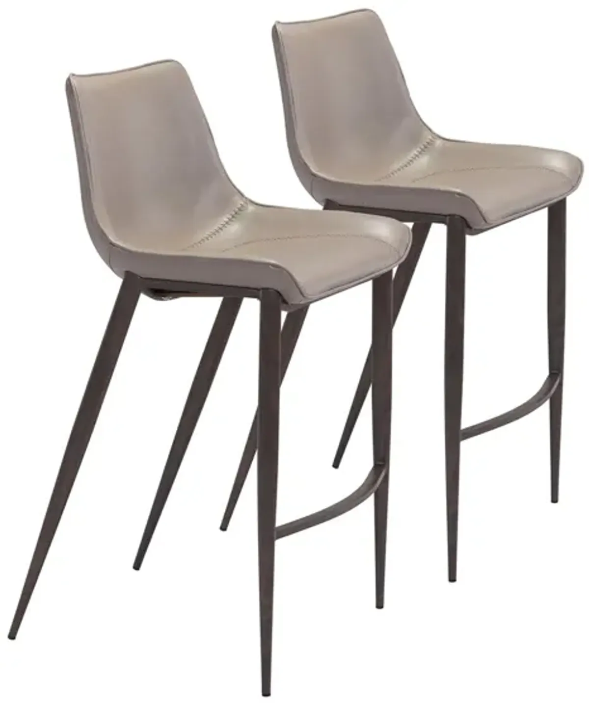 Magnus Bar Stool: Set of 2 in Gray, Brown, Dark Brown by Zuo Modern