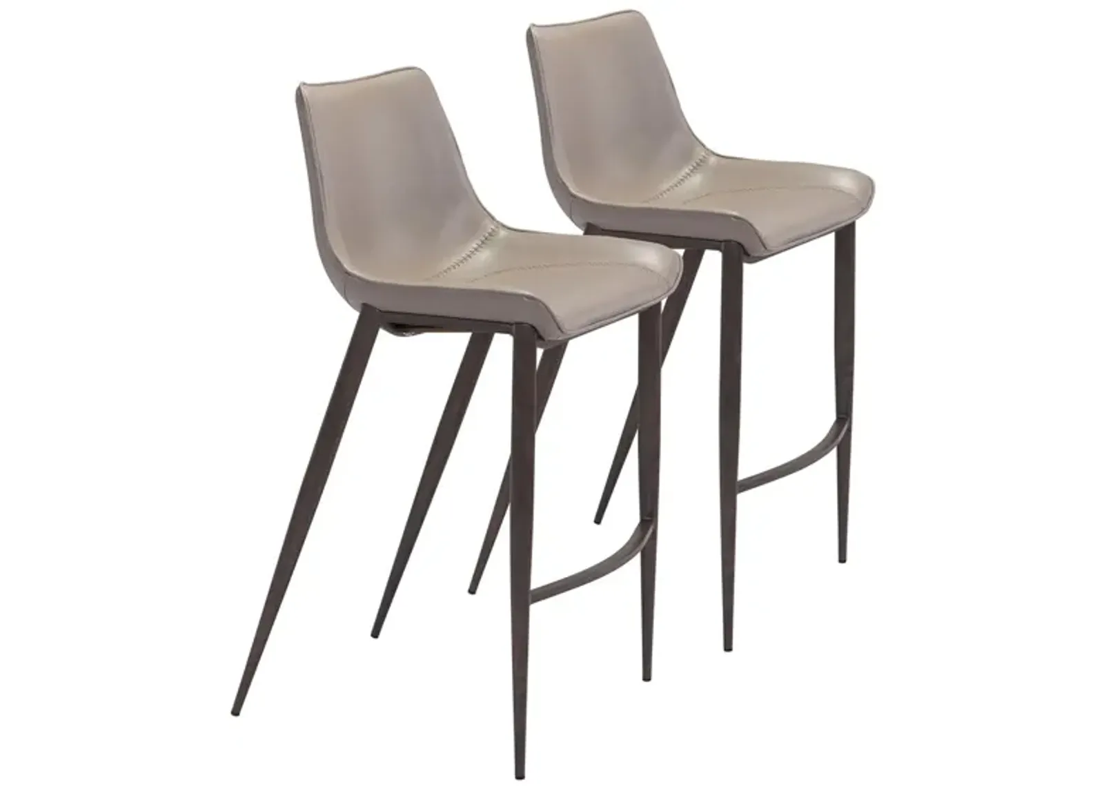 Magnus Bar Stool: Set of 2 in Gray, Brown, Dark Brown by Zuo Modern