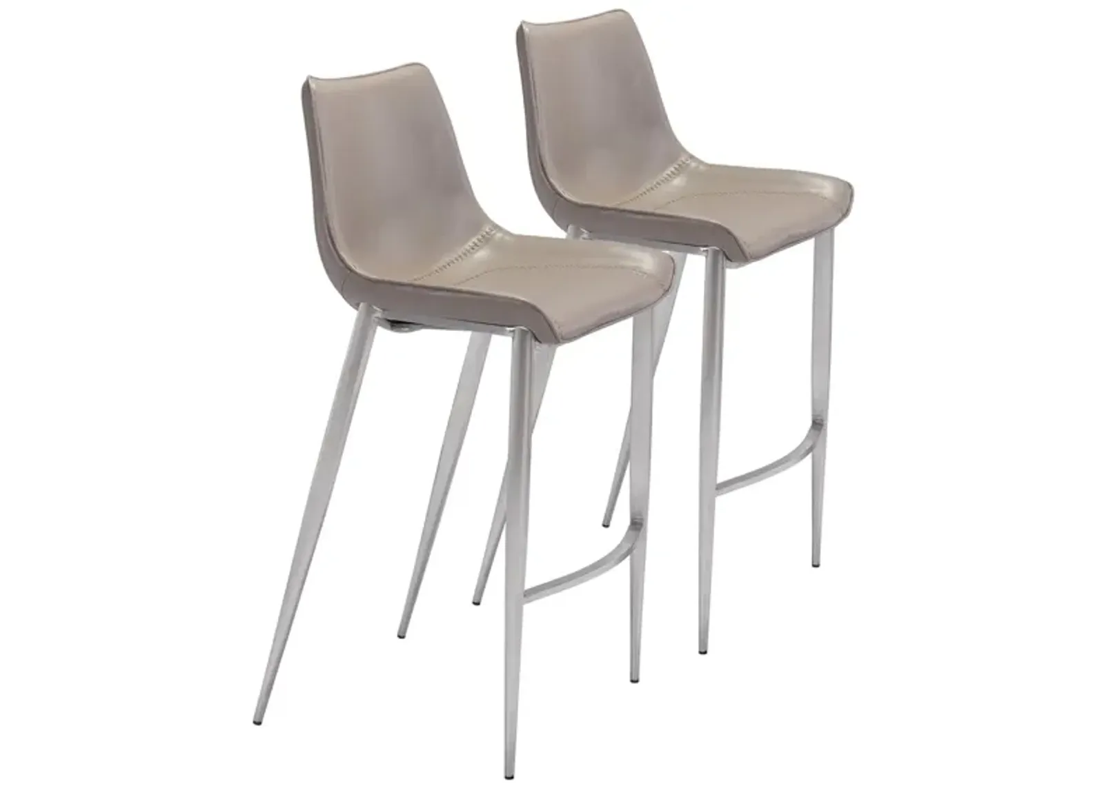 Magnus Bar Stool: Set of 2 in Gray, Silver by Zuo Modern