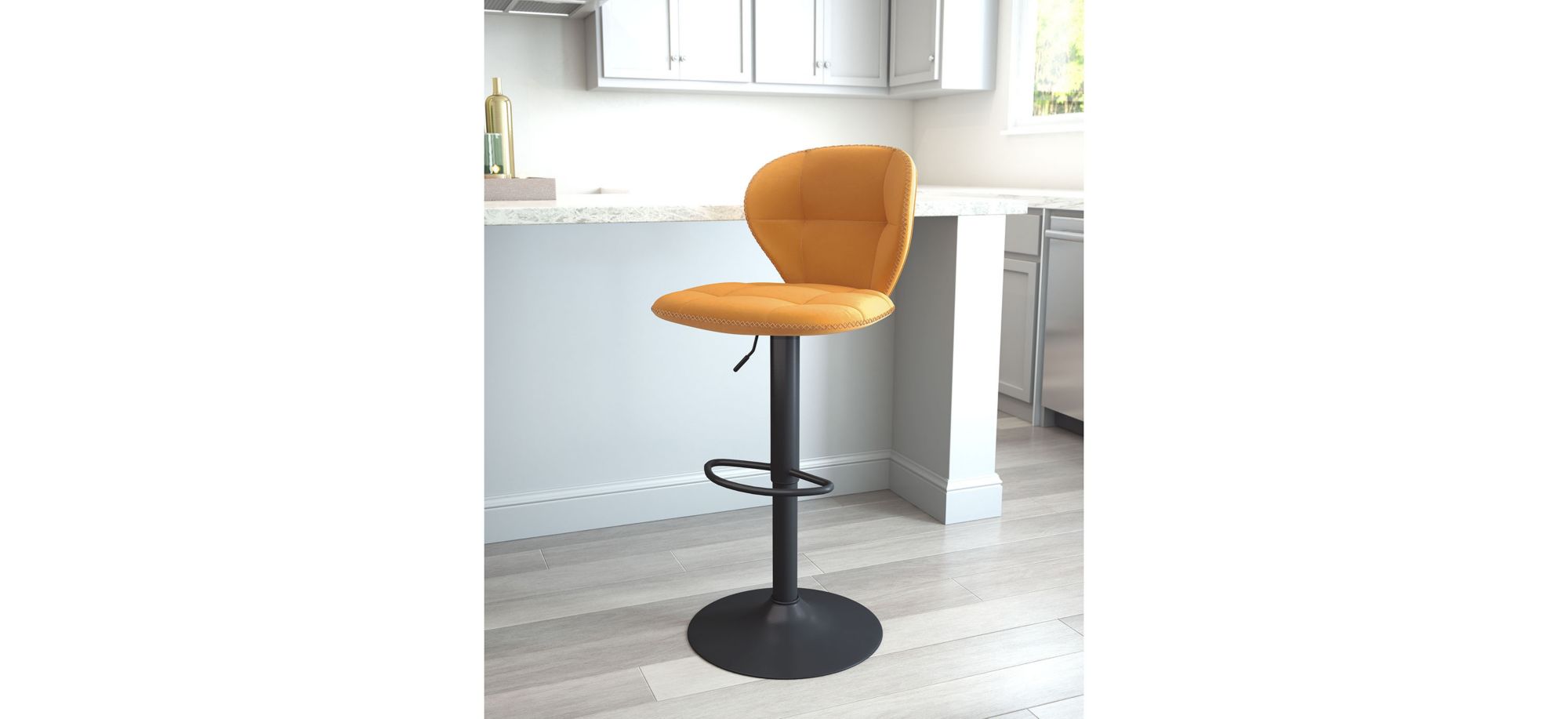 Salem Bar Stool in Yellow, Black by Zuo Modern