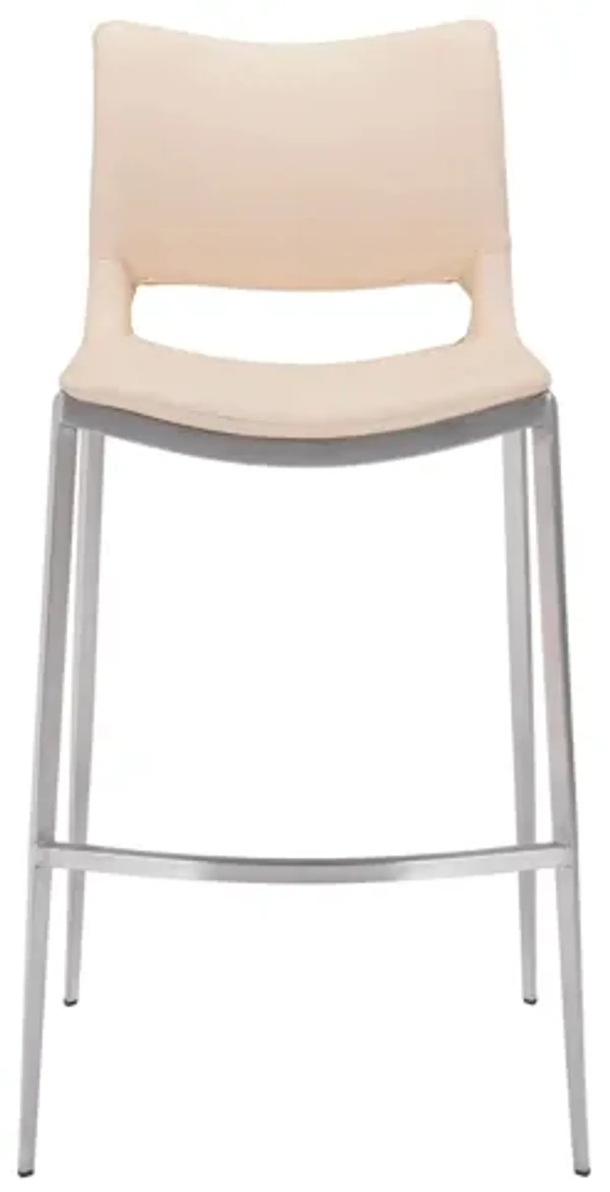 Ace Bar Stool: Set of 2 in Light Pink, Silver by Zuo Modern