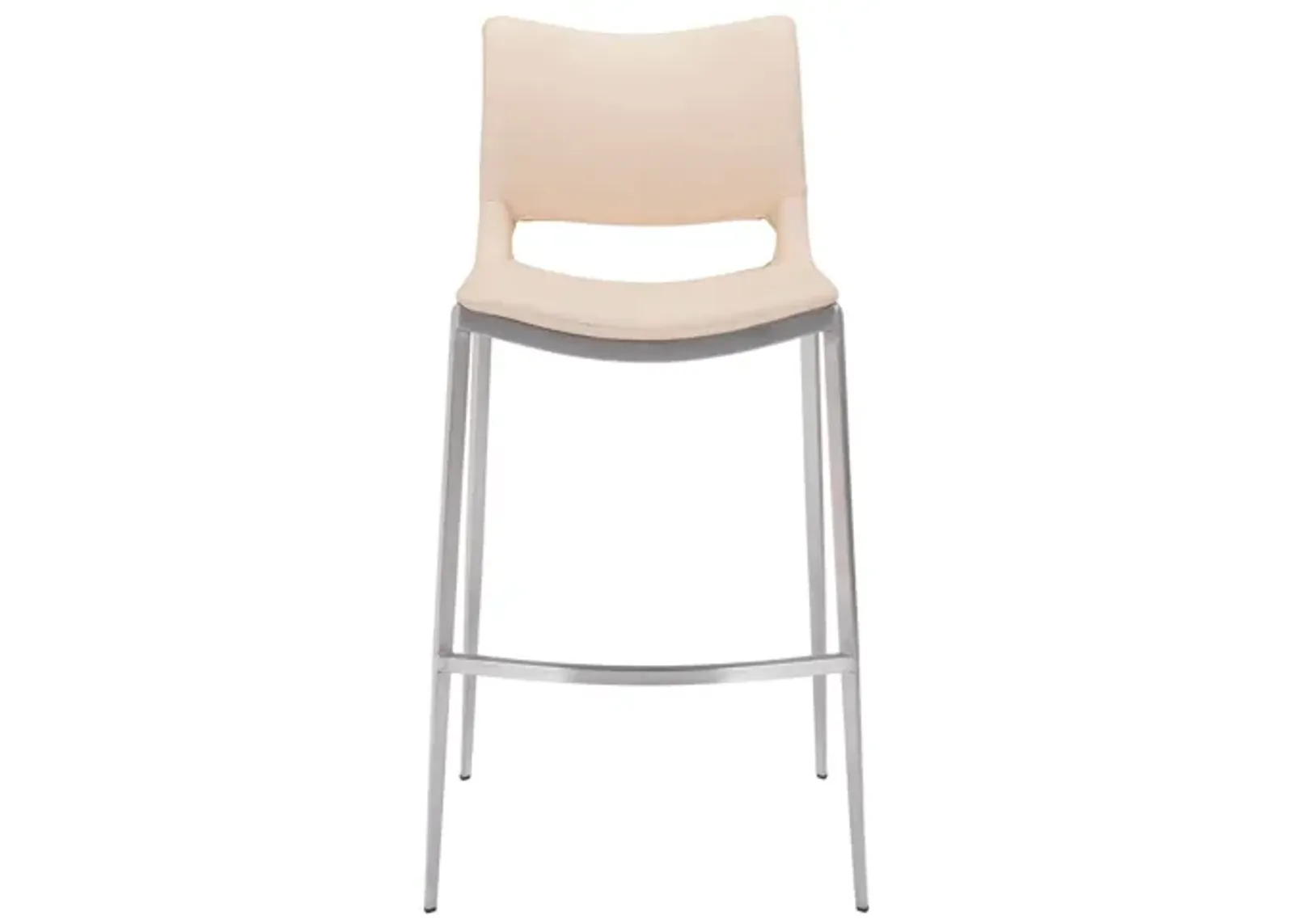 Ace Bar Stool: Set of 2 in Light Pink, Silver by Zuo Modern