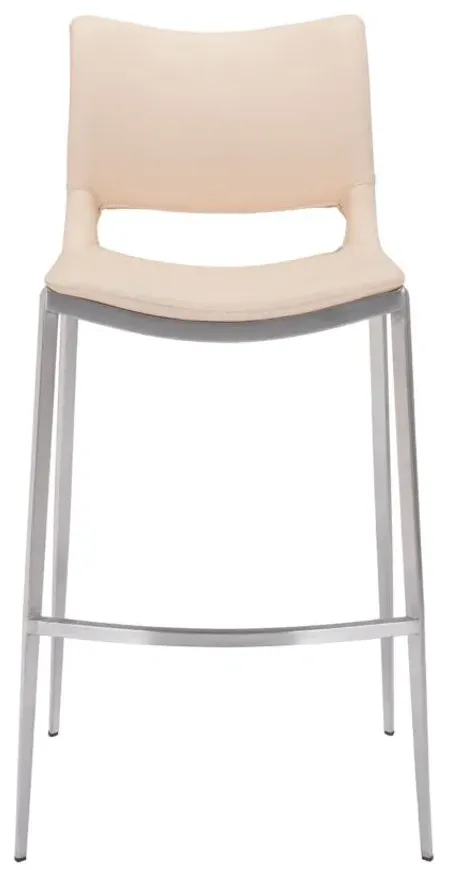 Ace Bar Stool: Set of 2 in Light Pink, Silver by Zuo Modern