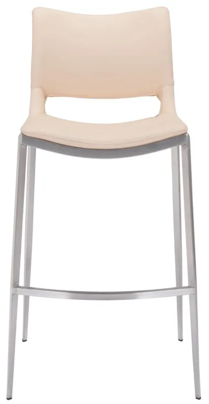 Ace Bar Stool: Set of 2 in Light Pink, Silver by Zuo Modern
