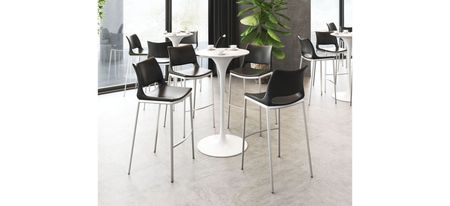 Ace Bar Stool: Set of 2 in Black, Silver by Zuo Modern