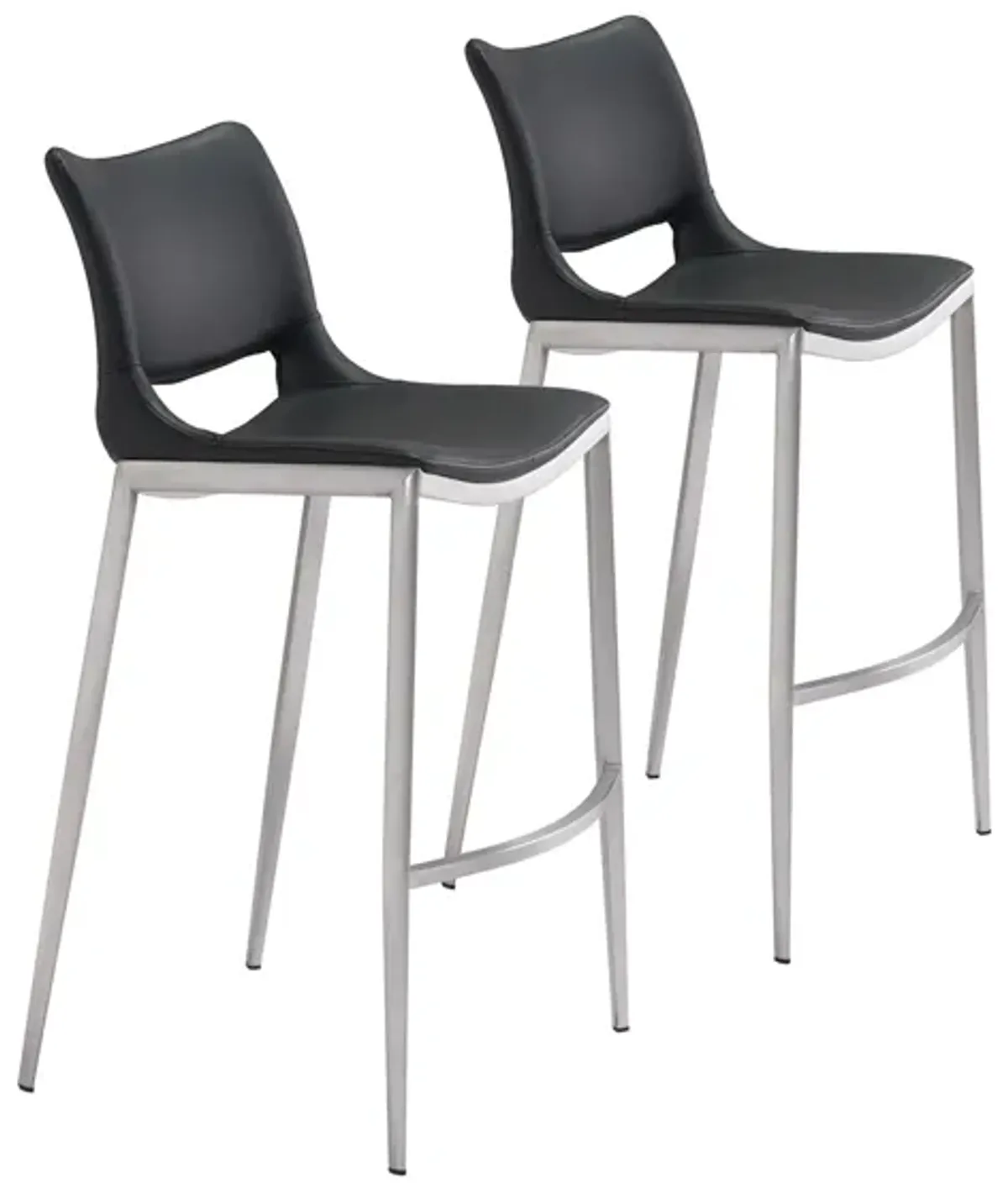 Ace Bar Stool: Set of 2 in Black, Silver by Zuo Modern