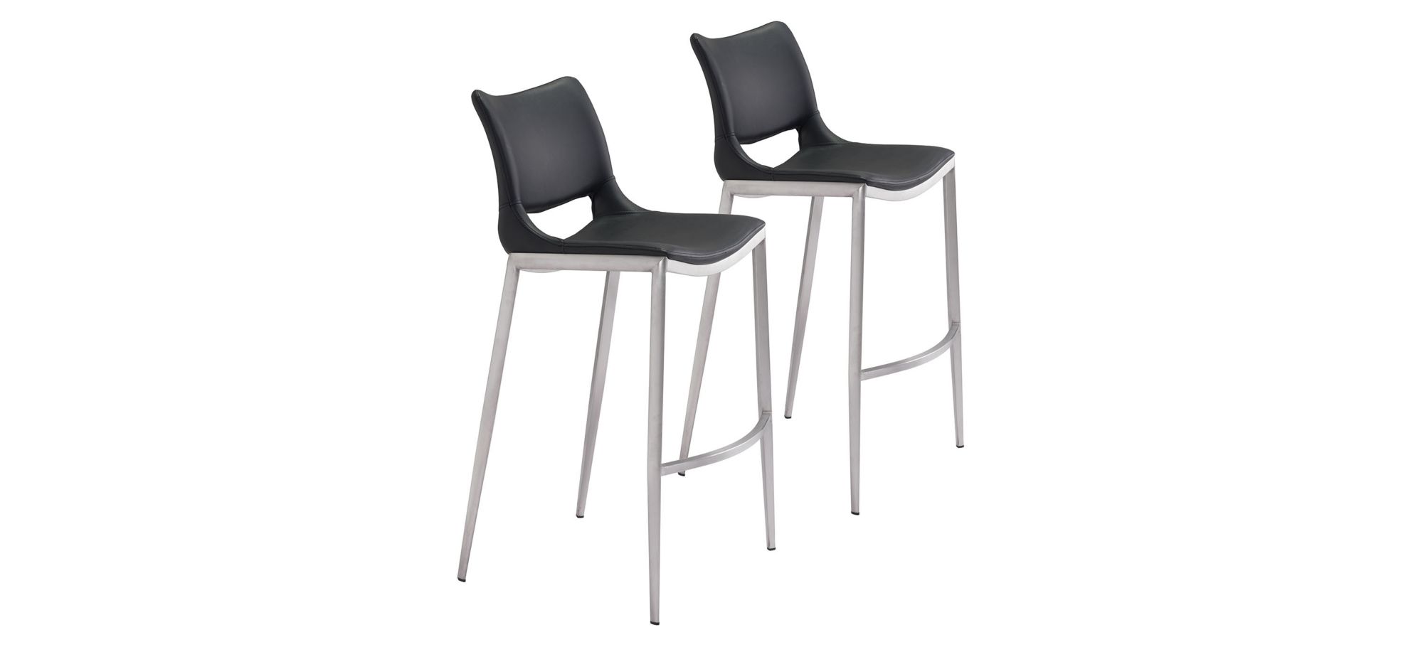 Ace Bar Stool: Set of 2 in Black, Silver by Zuo Modern