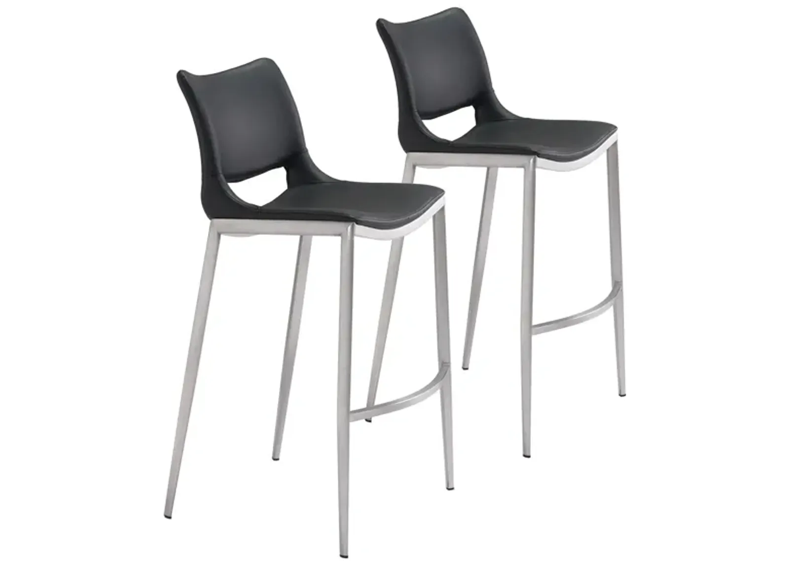 Ace Bar Stool: Set of 2 in Black, Silver by Zuo Modern