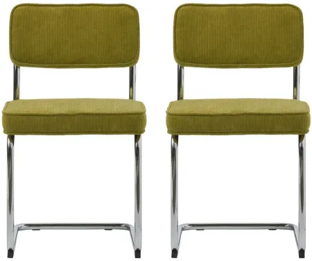 Rupert Dining Chairs- Set of 2 in Green Corduroy by Unique Furniture