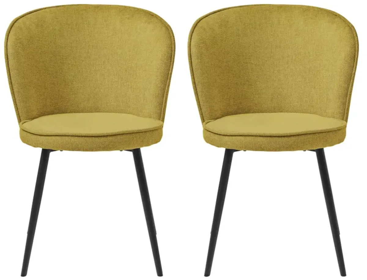 Burnaby Dining Chairs- Set of 2 in Mustard Yellow by Unique Furniture