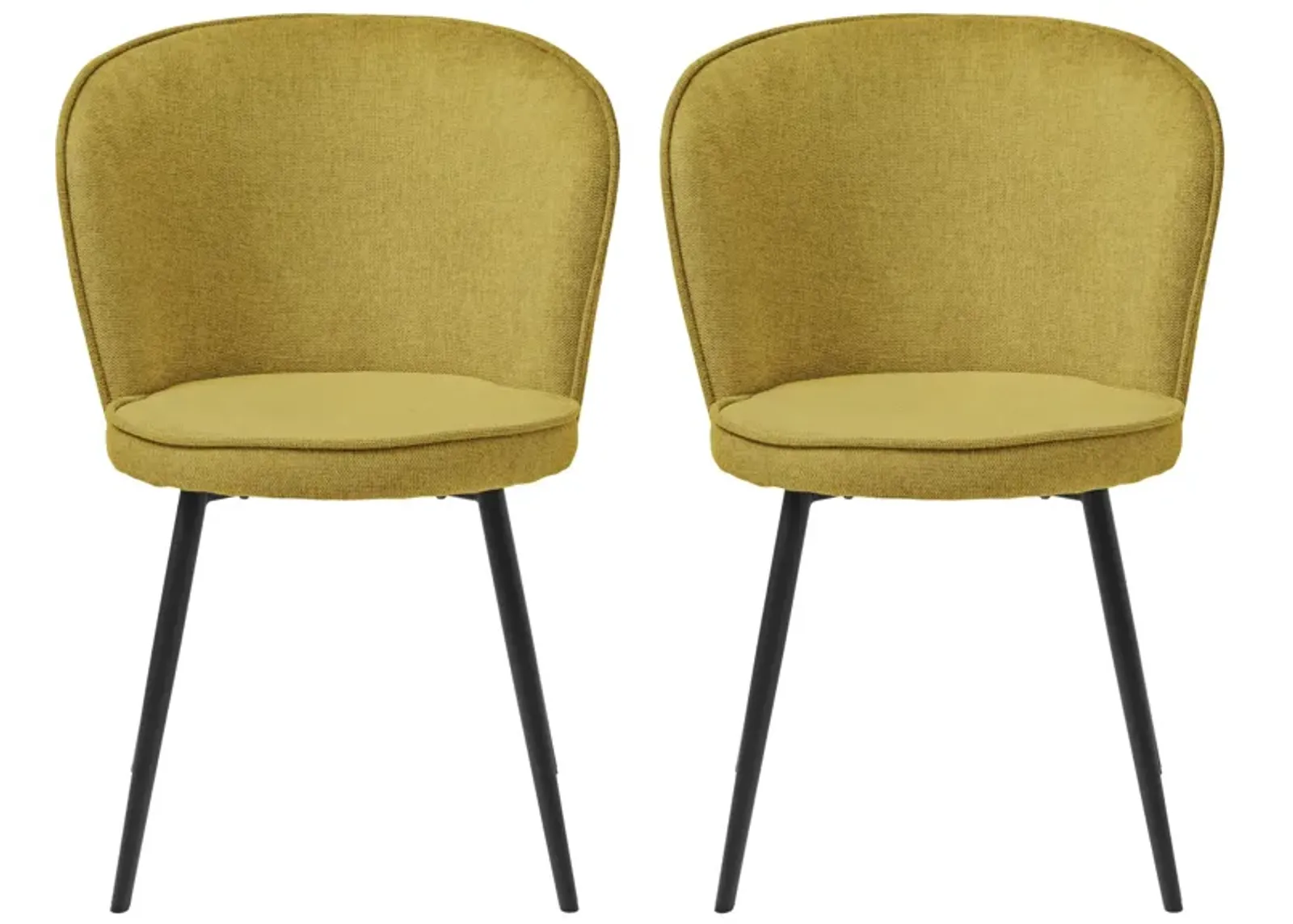 Burnaby Dining Chairs- Set of 2 in Mustard Yellow by Unique Furniture