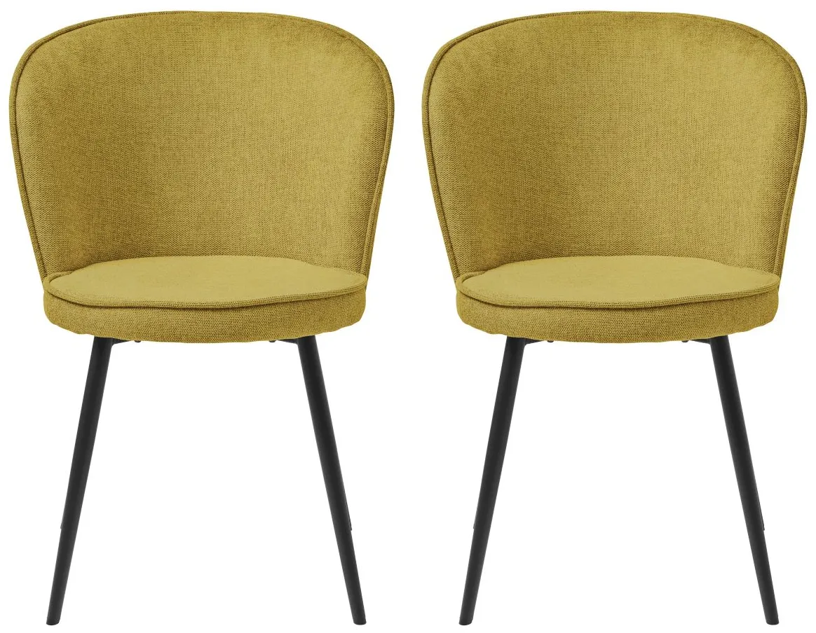 Burnaby Dining Chairs- Set of 2 in Mustard Yellow by Unique Furniture