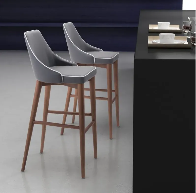 Moor Bar Stool in Dark Gray, Brown by Zuo Modern