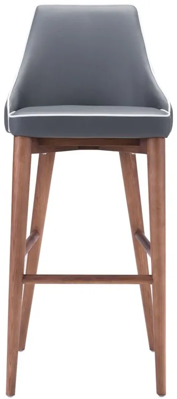 Moor Bar Stool in Dark Gray, Brown by Zuo Modern