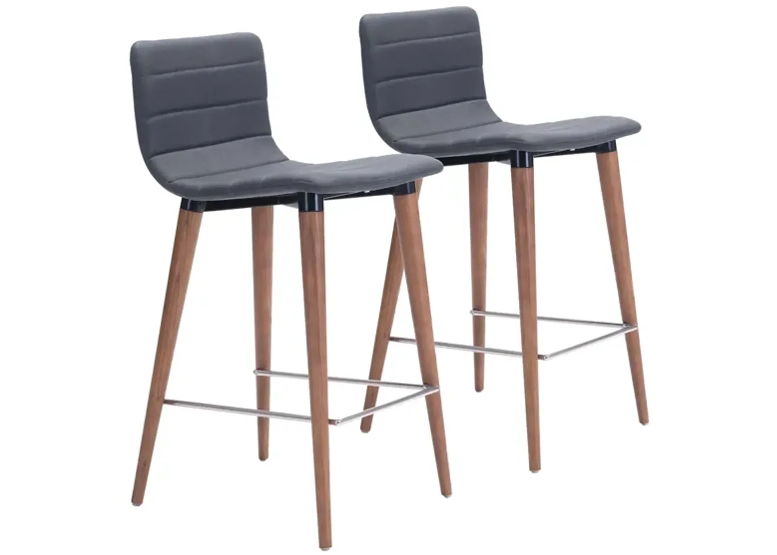 Jericho Counter-Height Stool: Set of 2 in Gray, Brown by Zuo Modern