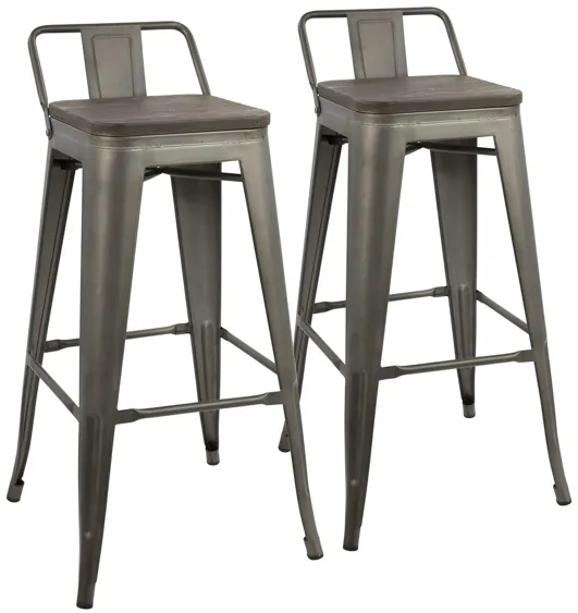 Oregon Barstool: Set of 2 in Antiqued / Espresso Wood by Lumisource