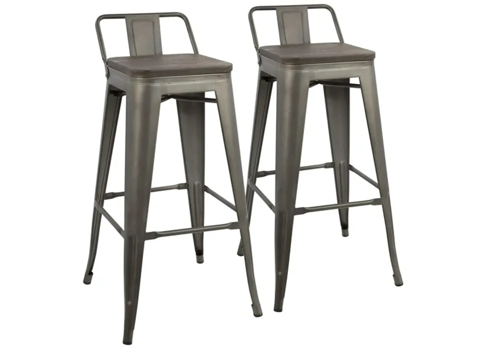 Oregon Barstool: Set of 2 in Antiqued / Espresso Wood by Lumisource