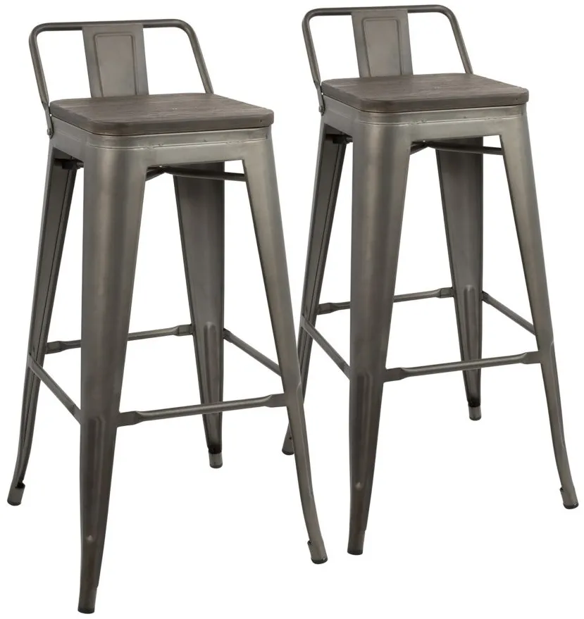 Oregon Barstool: Set of 2 in Antiqued / Espresso Wood by Lumisource