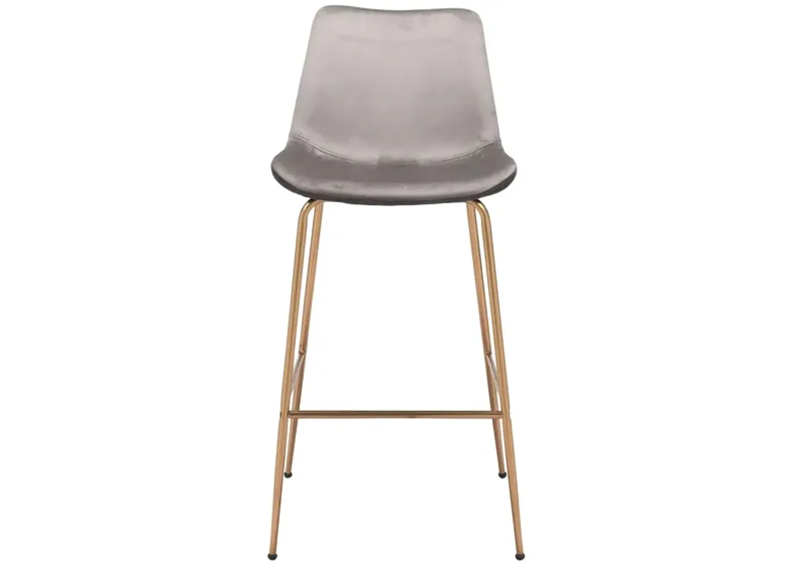 Tony Bar Stool in Gray, Gold by Zuo Modern