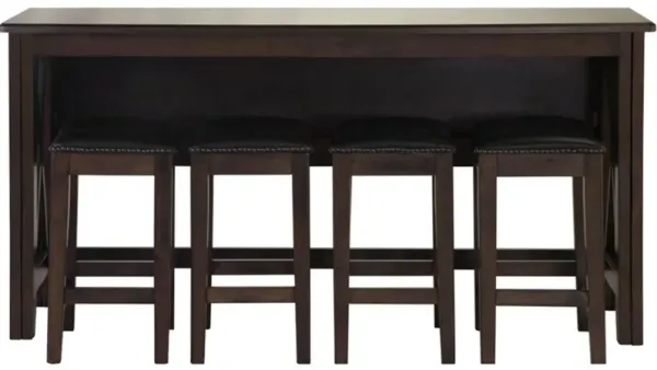 Carmina Counter Height Drop Leaf Table with 4 stools